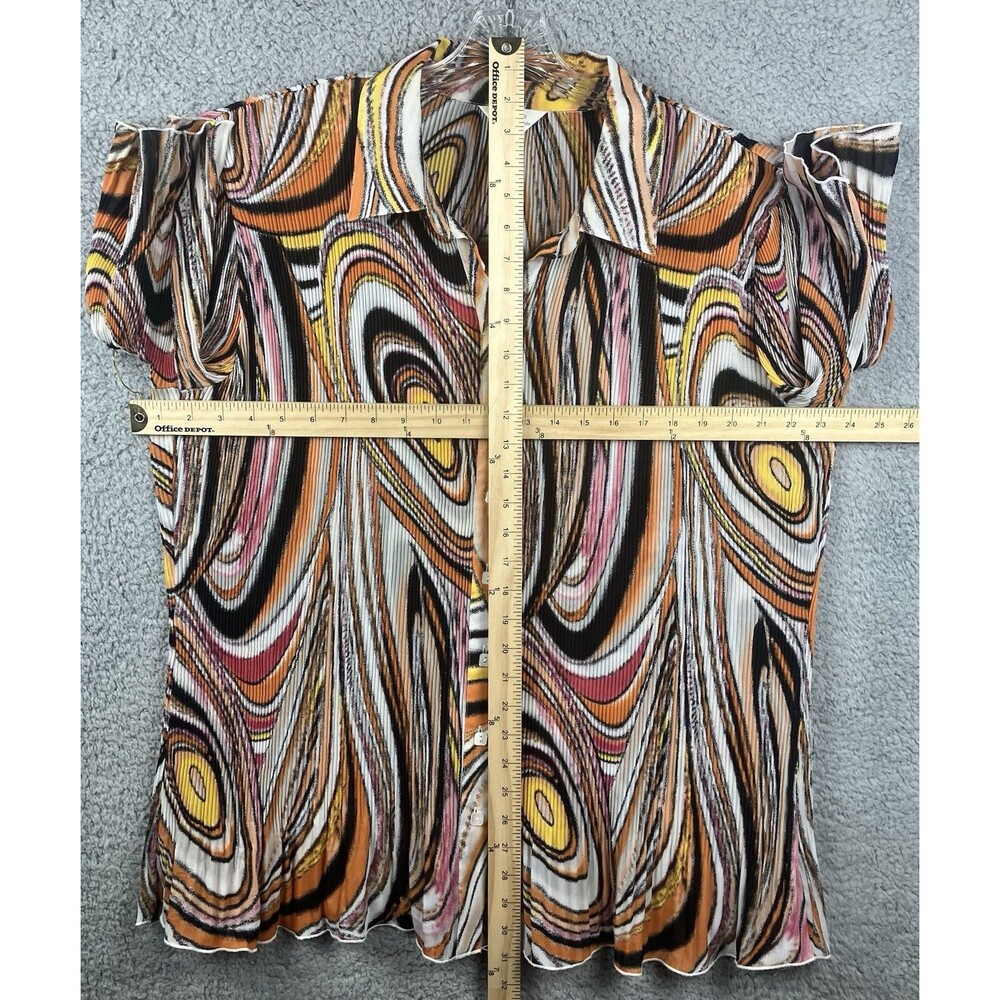 C J Banks Crinkle Knit Button Up Blouse Women’s 2X Boho Disco Psychedelic - Picture 2 of 6